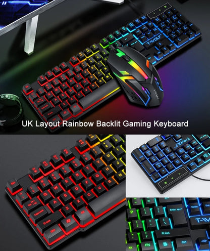 Spanish Keyboard with Spanish Layout Russian Arabic Keyboard Mouse Kit 100% Keyboard ISO Color Backlight Wired Gaming Office T20