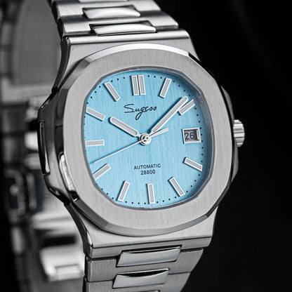 Sugess Men's Watch Automatic Mechanical Wristwatch Miyota 9015 Movement MOP Dial Luminous Waterproof 5bar Bracelet Luxury S466