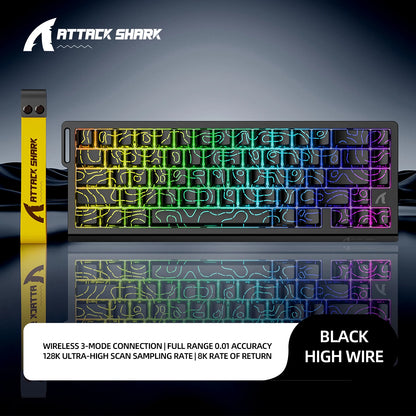 Teclado gaming magnético ATTACK SHARK X68HE X68PRO HE e FREEWOLF F68 com fios F68Pro sem fios para gaming profissional 0.01mm Rapid Trigg