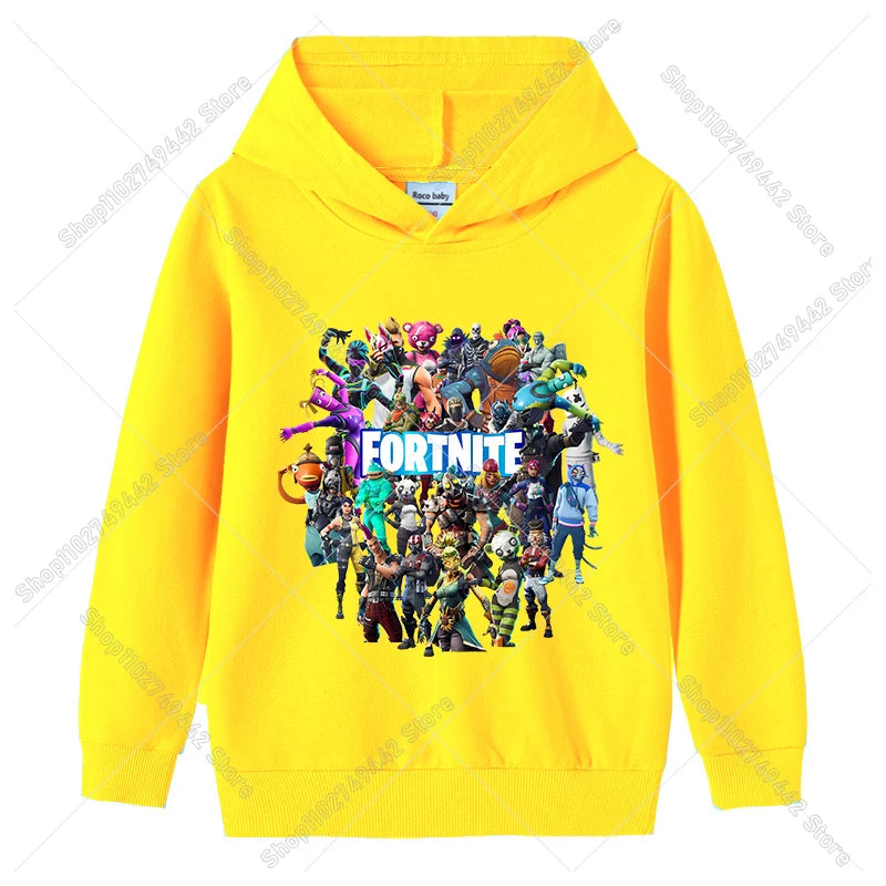 Fortnite-Kinder-Hoodies für den Herbst, Kapuzen-Sweatshirt für Jungen und Mädchen, dünner Trainingsanzug, langärmelige Pullover-Oberteile, Sportbekleidung, Kinderkleidung