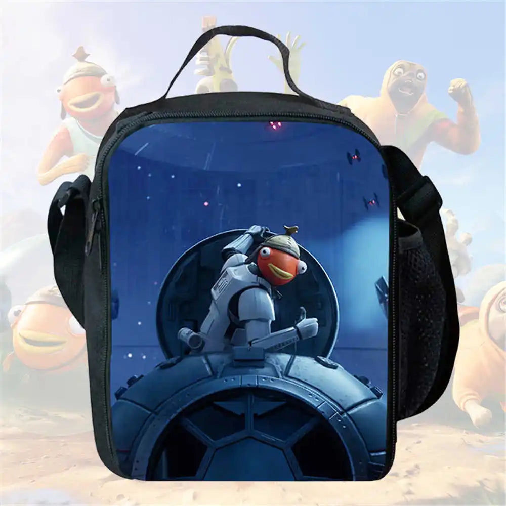 Bolsas de almuerzo para niños, bolsas escolares y de picnic Fortnite de dibujos animados para niñas y niños, bolsas térmicas portátiles y ligeras para almuerzo infantil
