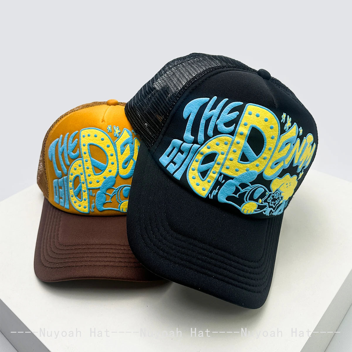 New Unisex Interesting 3D Printed Letter Baseball Hats Sunshade Cartoon Breathable Color Block Trucker Caps Mesh Versatile ins