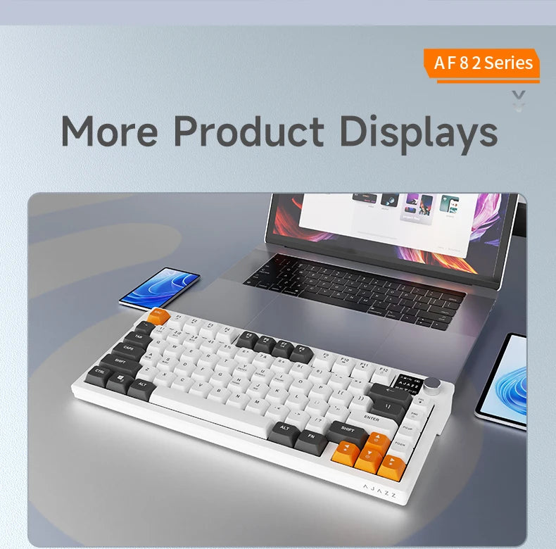 Ajazz AF82 Series 75% Layout Wireless Keyboard with 4000mAh Battery Low Profile Keys Bluetooth Tri-Mode Connectivity  RGB