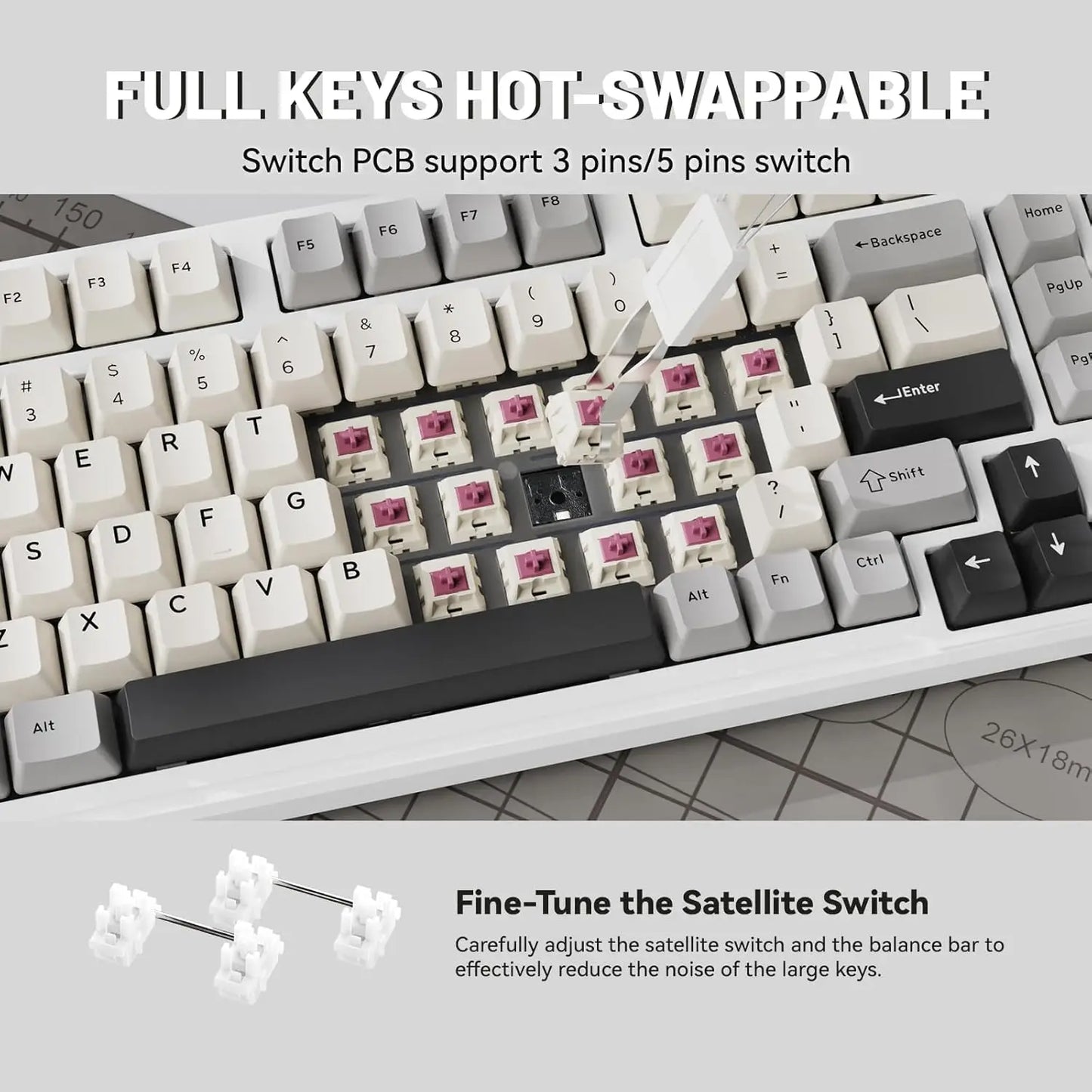 ATTACK SHARK X98 RGB Mechanical Gaming Keyboard with 102 Keys, with Numeric Keypad,Wireless & USB-C Wired Tri-Mode, 4000 mAh