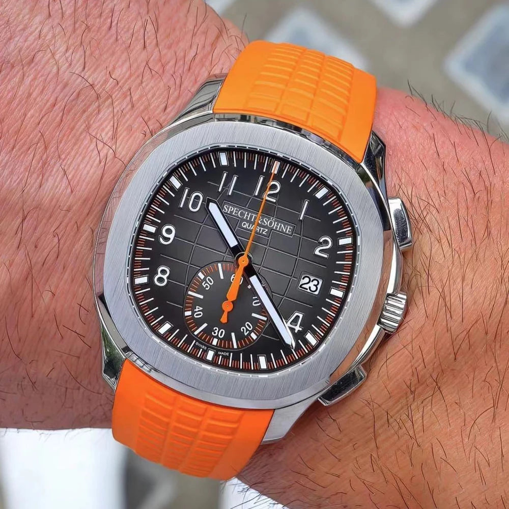 2025 Specht & Söhne Luxury Sports Quartz Watch Japan VD53 Chronograph Stainless Steel Watch Rubber Strap Reloj Hombre Waterproof