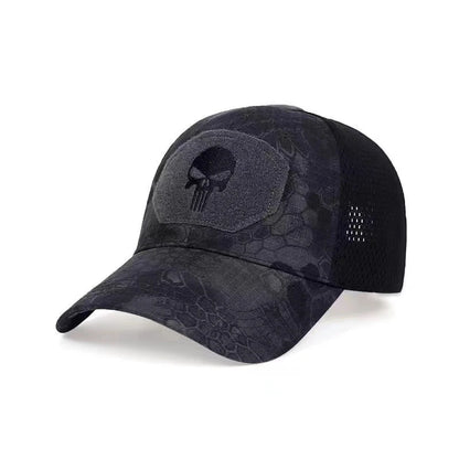 2024 New Summer Camouflage Skull Baseball Mesh Cap Adjustable Airsoft Outdoor Tactical Hiking Casquette Hats For Men Women