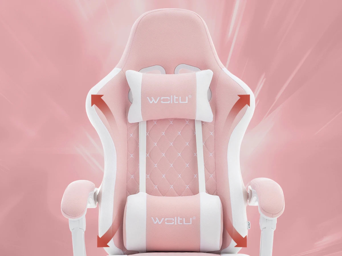 WOLTU snurrbar datorstol med massagefunktion, ergonomisk kontorsstol med kudde och fotstöd, höjdjusterbar gamingstol
