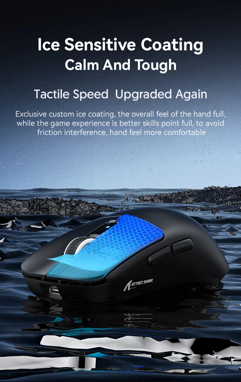 ATTACK SHARK R6 PAW3950MAX Ασύρματο Gaming Ποντίκι, 8Khz Polling, Υπερελαφρύ 39g, Nordic 52840 MCU, Οπτικοί Μικροδιακόπτες Omron