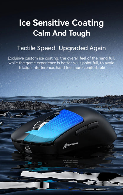 ATTACK SHARK R6 PAW3950MAX Ασύρματο Gaming Ποντίκι, 8Khz Polling, Υπερελαφρύ 39g, Nordic 52840 MCU, Οπτικοί Μικροδιακόπτες Omron