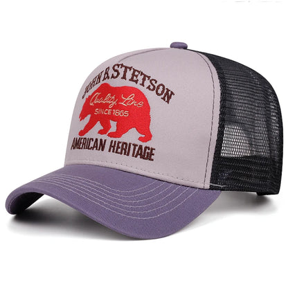 2025 Creative New Baseball Hat STETSON Red Bear Truck Hat Outdoor Sports Sunshade Hat Street Hip Hop Hat Daily Commuter Net Hat