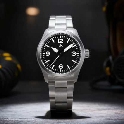 Militado ML08 V2 Vintage-Quarzuhr Military VH31-Uhrwerk Doppeltes Saphirglas C3 BGW-9 Leuchtend Wasserdicht 38mm Uhr