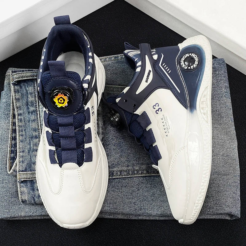 Herren-Sneaker mit drehbarer Schnalle – bequeme, rutschfeste Schnürschuhe für Outdoor-Aktivitäten