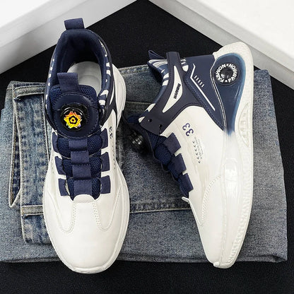 Herren-Sneaker mit drehbarer Schnalle – bequeme, rutschfeste Schnürschuhe für Outdoor-Aktivitäten