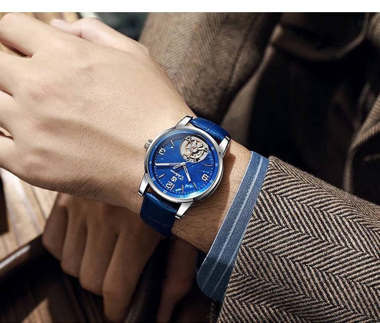 Tourbillon-Herrenuhr, modisch, sportlich, automatisch, mechanisch, wasserdicht – Luxusuhr einer Premium-Marke