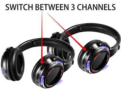 UHF RF Silent Disco Headphones Wireless DJ Headset System with 5 Headphones and 1 Transmitter, 500m Long Range Wireless Silent Party Headphones