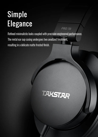 TAKSTAR PRO 70 Professional Studio Monitoring Headphones – Closed-Back Wired Over-Ear Headset for Music Production, DJ, Gaming & Recording
