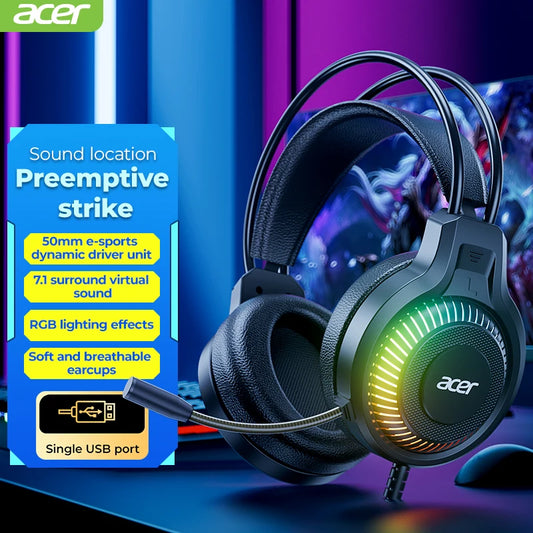 RGB Wired Gaming Earphones with Mic – Low Latency Surround Sound RGB Cool Lighting Gaming Headset with Noise Isolation & Comfort Fit