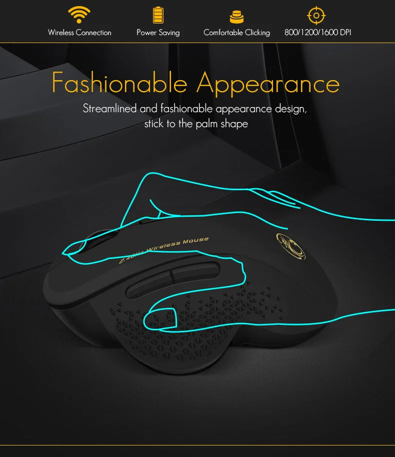 UTHAI G6 2.4G Wireless Mouse, Ergonomic 6-Button Wireless Mouse for Laptop, Business Office, Gaming, Adjustable DPI Computer Mouse