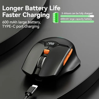 2.4G Bluetooth trådløs mus med skærmdisplay, kraftigt 600mAh-batteri med stor kapacitet og lydsvage knapper til gaming og kontorbrug