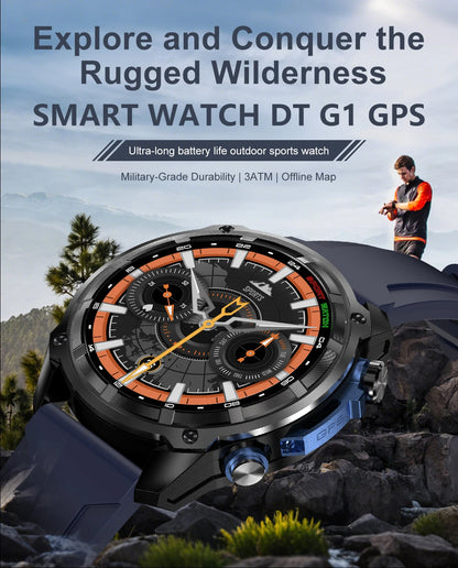 New Outdoor Precise GPS Map GNSS Smart Watch Men 10TM Waterproof 1000mAh Battery 170+Sport Mode Bluetooth Call AMOlED Smartwatch