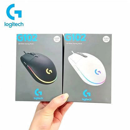 Logitech G102 mus kablet gamingmus 8000DPI optisk effekt e-sport G102 USB-kablet mus med PC