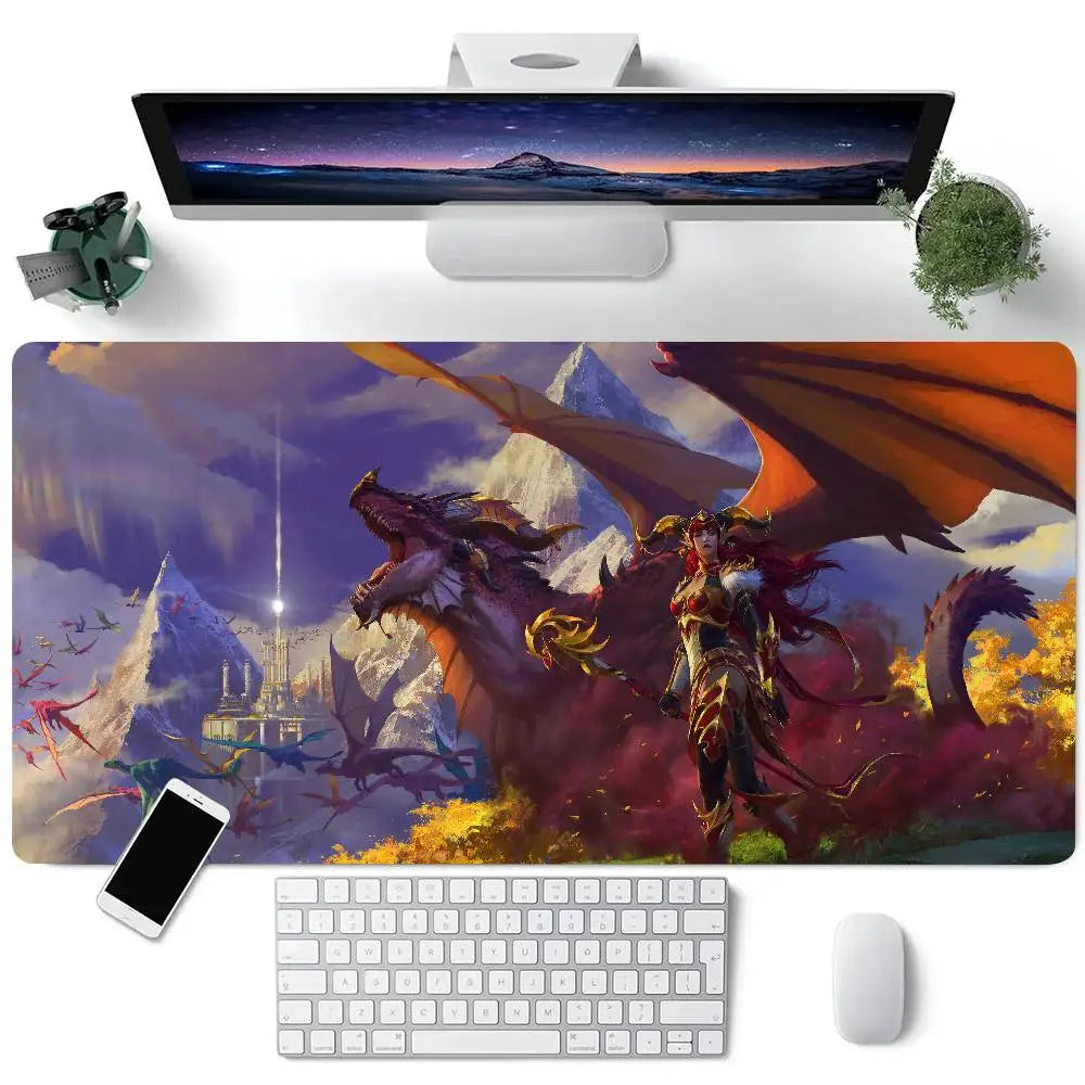 Tappetino per mouse da gioco World of Warcraft, tappetino da scrivania grande per tastiera, tappetino per mouse da gioco LockEdge antiscivolo