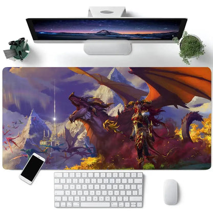 Tappetino per mouse da gioco World of Warcraft, tappetino da scrivania grande per tastiera, tappetino per mouse da gioco LockEdge antiscivolo