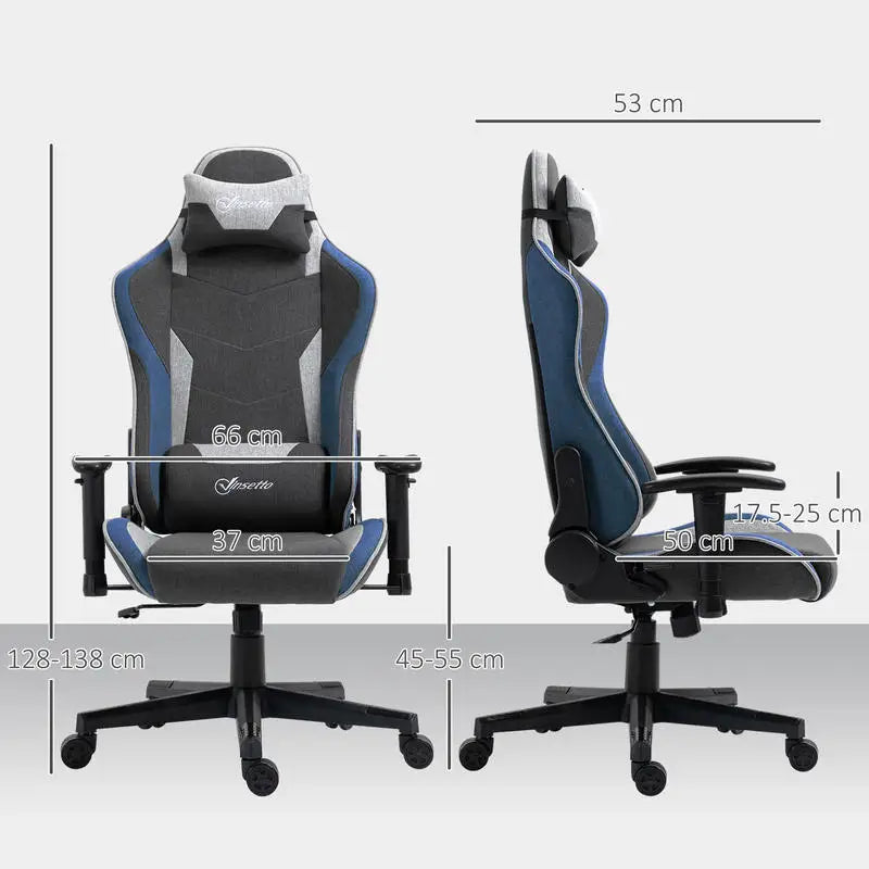 Premium Gaming Chair Reclining 150° with Rocking Function, Ergonomic Gaming Chair with Adjustable Height, Linen Fabric Office Chair for PC Gaming