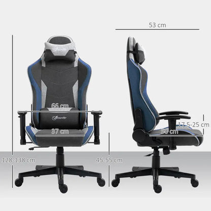 Premium Gaming Chair Reclining 150° with Rocking Function, Ergonomic Gaming Chair with Adjustable Height, Linen Fabric Office Chair for PC Gaming