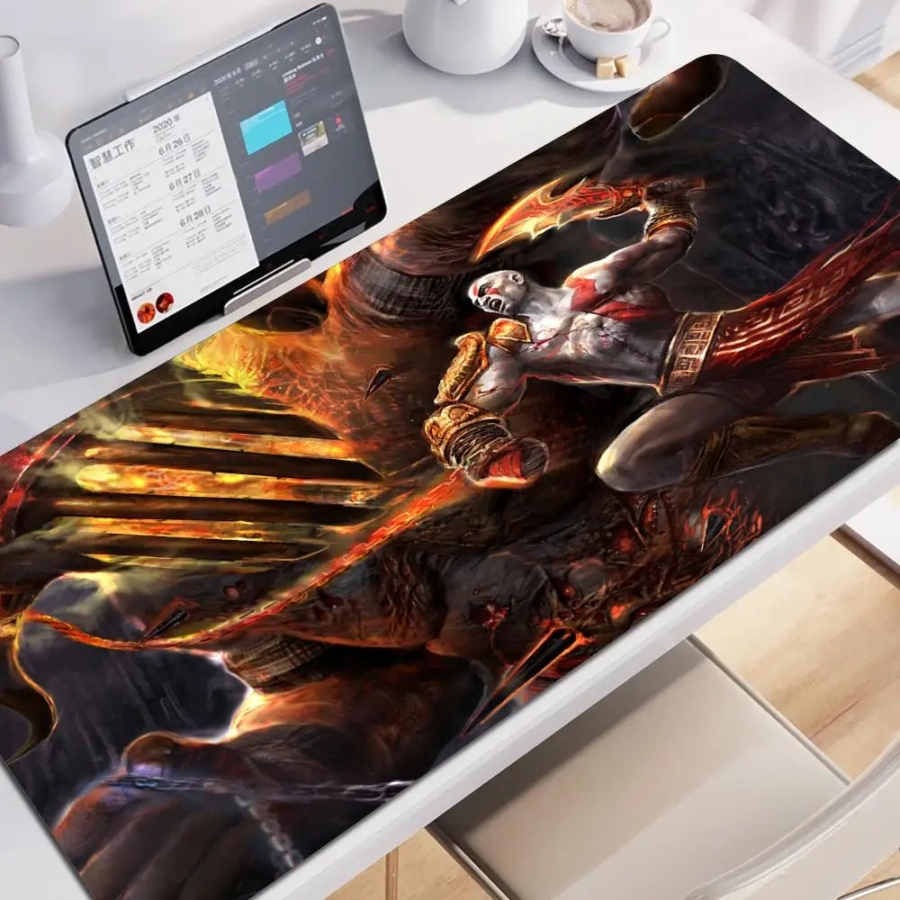 Xxl Mouse Pad God of War Gaming Accessories Keyboard Computer Carpet Game Desk Mat 90x40cm Large Pc Gamer Cabinet Table Mousepad