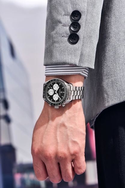 Zegarek PAGANI DESIGN Moon – luksusowy męski chronograf kwarcowy w sportowym stylu, szafirowe szkło z powłoką antyrefleksyjną, luminescencyjny wyświetlacz