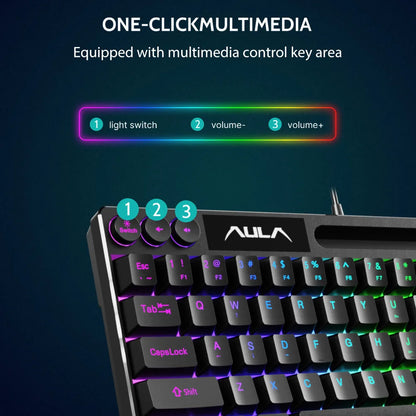 AULA F3061 Wired RGB Gaming Keyboard Membrane Keyboar 60% Gamer klawiatura pc teclado de computador usb teclados cute key board