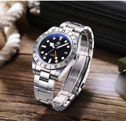 ADDIESDIVE New Luxury Men's Watch 200 Waterproof Stainless Steel Quartz Watch BGW9 Super Blue Luminous GMT Stainless Steel Watch