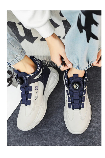 Herren-Sneaker mit drehbarer Schnalle – bequeme, rutschfeste Schnürschuhe für Outdoor-Aktivitäten