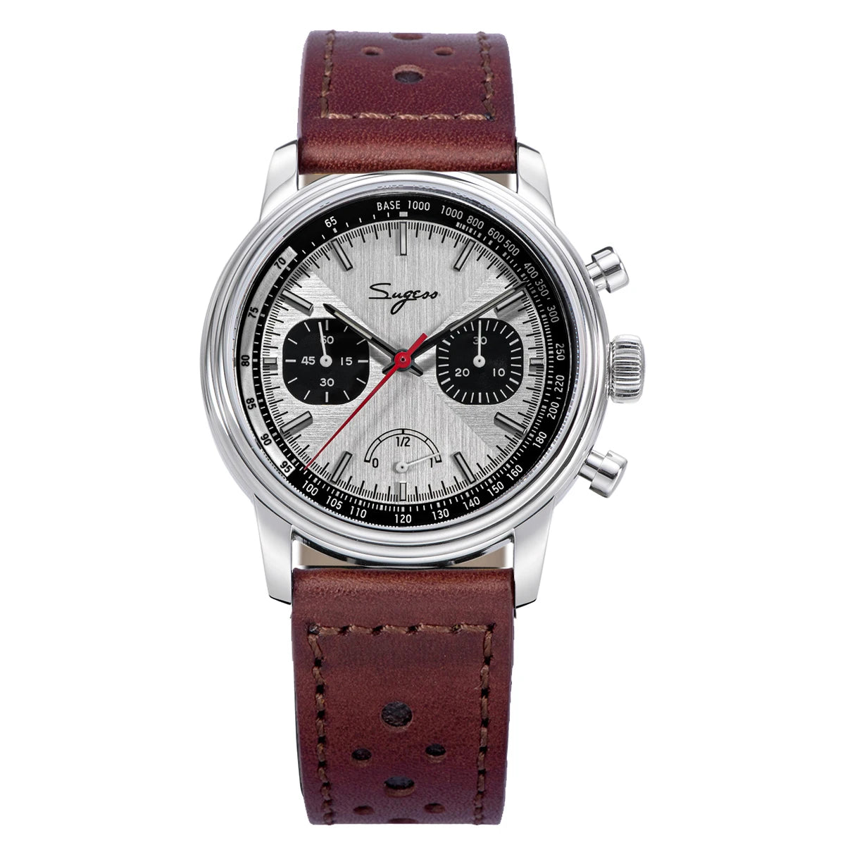 Sugess Men's Pilot 1963 Wristwatch ST1906 Chronograph Handwind Movement Domed Sapphire Waterproof Power Reserve Lume V2
