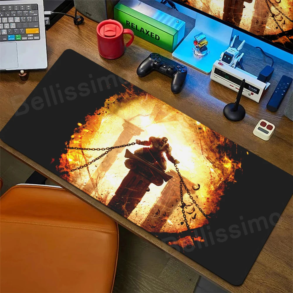 Xxl Mouse Pad God of War Desk Mat Gaming Accessories Keyboard Computer Mousepad Gamer Large Pc Cabinet Office Table Carpet Rug