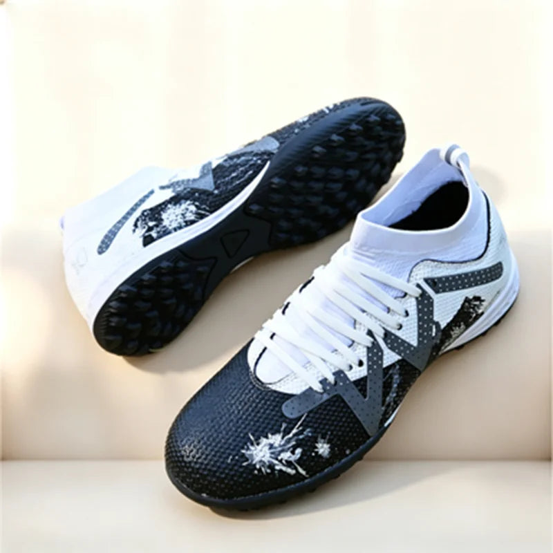 Chaussures de football TF pour adultes toutes saisons, tissu PU mixte, semelle extérieure en caoutchouc résistante à l'usure, forte adhérence pour les sports sur gazon toute l'année