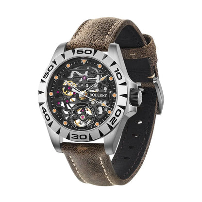 Boderry Urban Men's Titanium Watches Top Brand Fashion Skeleton Automatic Mechanical Waterproof Watch Hi-beat 72H Power-reserve