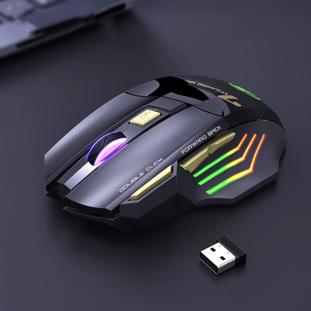 Ratón gaming inalámbrico USB IMICE GW-X7 3200DPI de doble modo, recargable, 7 teclas, 2.4Ghz, silencioso, Bluetooth, LED de respiración de 7 colores