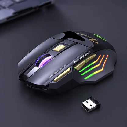 Ratón gaming inalámbrico USB IMICE GW-X7 3200DPI de doble modo, recargable, 7 teclas, 2.4Ghz, silencioso, Bluetooth, LED de respiración de 7 colores