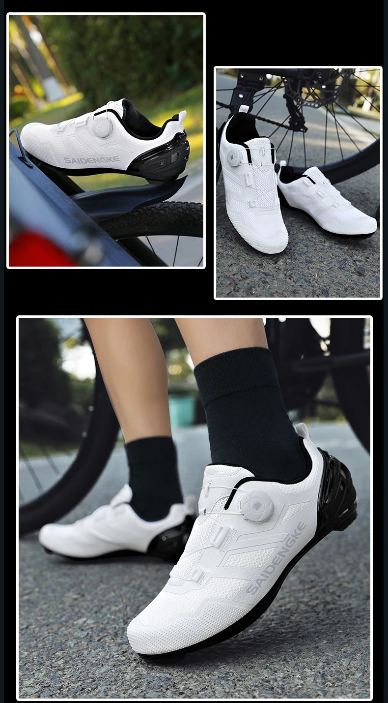 Nouvelles chaussures de cyclisme unisexes, professionnelles, légères, luxueuses, originales, pour route, VTT, course, vélo de mode, vélo de ville, sports de rue