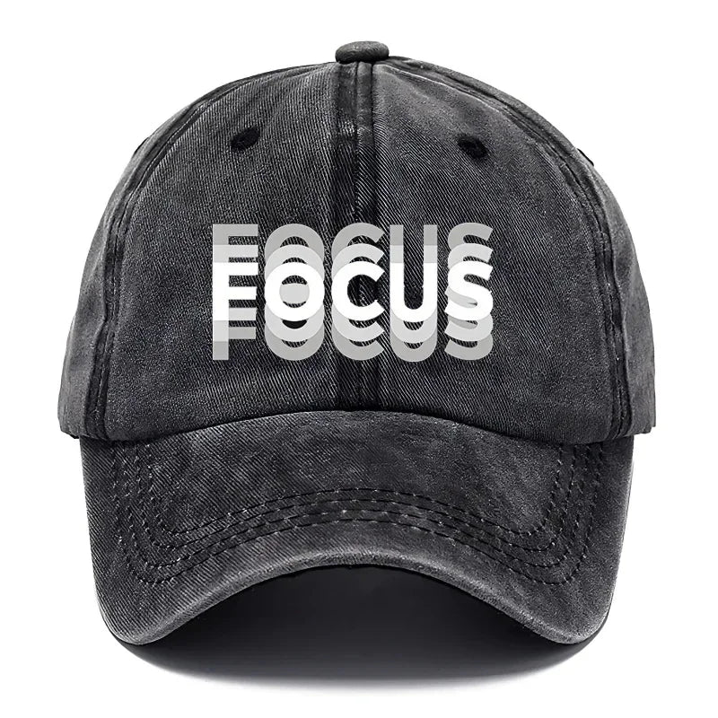 FOCUS – kšiltovka z prané bavlny s potiskem, nastavitelná, klasický styl, sportovní kšiltovka typu „duckbill“ pro muže i ženy