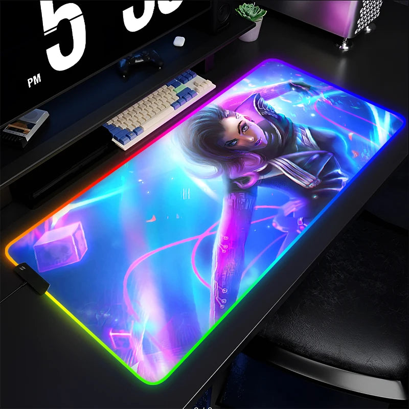 Gamer-Mauspad, Tastaturunterlage, Overwatch Sombra Schreibtisch-Mausmatte, LED-Teppich, Gummi, Gaming-Mauspad RGB, Notebook, Kawaii-Mousepad