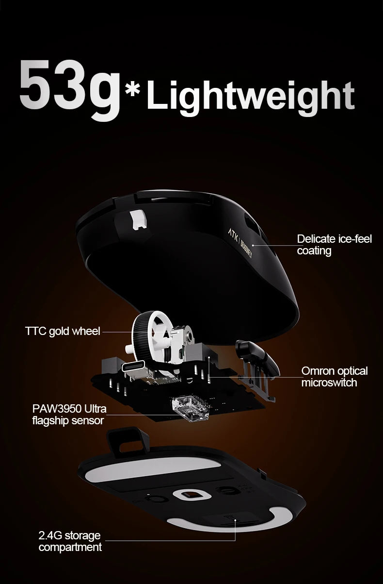 ATK Dragonfly A9 SE Plus Pro Max Ultra Wireless Gaming Mouse NearLink Ultra-lightweight Tri-mode Dual 8K Ergonomic E-sports Mice