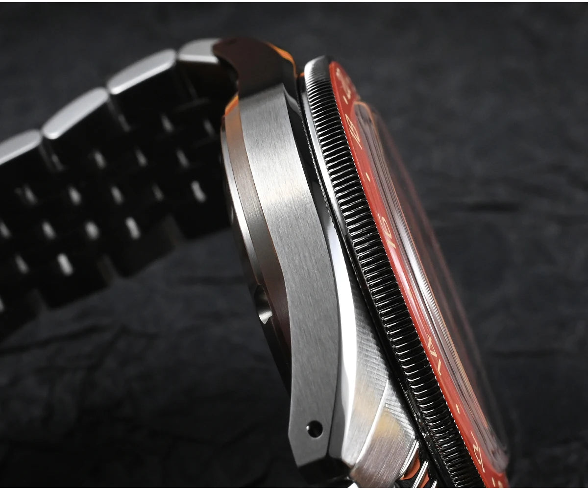 Relógio Automático Masculino San Martin 39.5mm Edição Limitada com Mostrador Full Lume NH34 GMT 6H Data 10Bar Luxo Kol Saati SN0116W