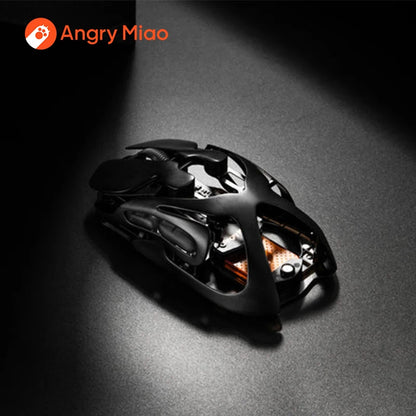 Angry Miao Infinity Gaming Ασύρματο Ποντίκι Μεταλλικό Υπερελαφρύ Διάτρητο Hot-Swappable PAW3950 Dual 8K Ενσύρματο Tri-Mode