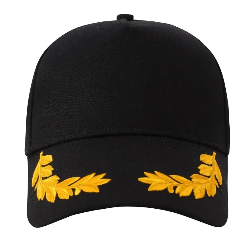 Wheat Stitch Baseball Cap -6-Panel Cotton Sun Hat with Brass Buckle Adjustable Outdoor Fashion Snapback Trendy Unisex Peaked Cap