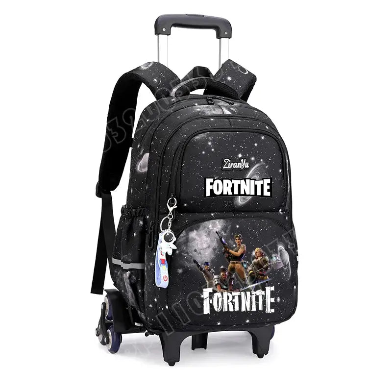 Fortnite Trolley Bag Easy Stair Climbing Anime Waterproof Wheeled Backpack Large Capacity Student Schoolbag Casual Travel Bag
