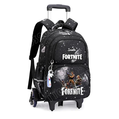 Fortnite Trolley Bag Easy Stair Climbing Anime Waterproof Wheeled Backpack Large Capacity Student Schoolbag Casual Travel Bag