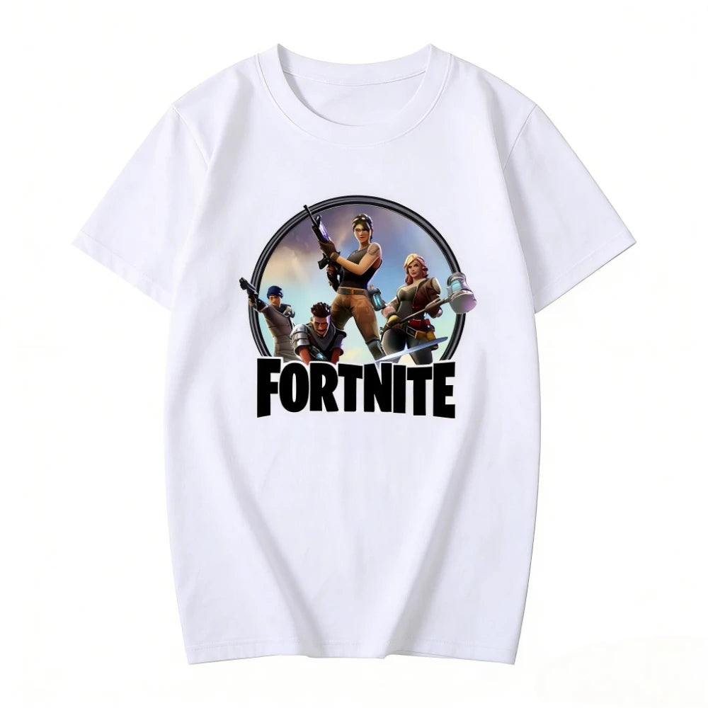 Fortnites Theme Cartoon Printed T-Shirt Summer Child White Cotton T-Shirt Cartoon Hot Game Fortnite Short Sleeve